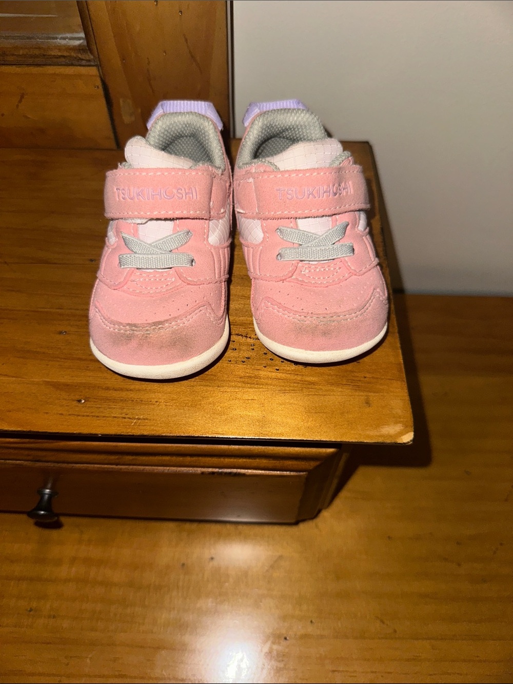 Tsukihoshi Pink Kids Sneakers with Hook-and-Loop Strap